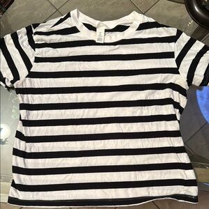 H&M Black and White Striped Short Sleeve Tee